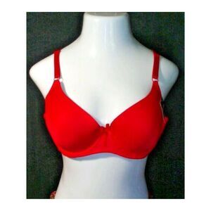 MAMIA Intimates Red Bow Accented U-Back Full Coverage Bra 34C